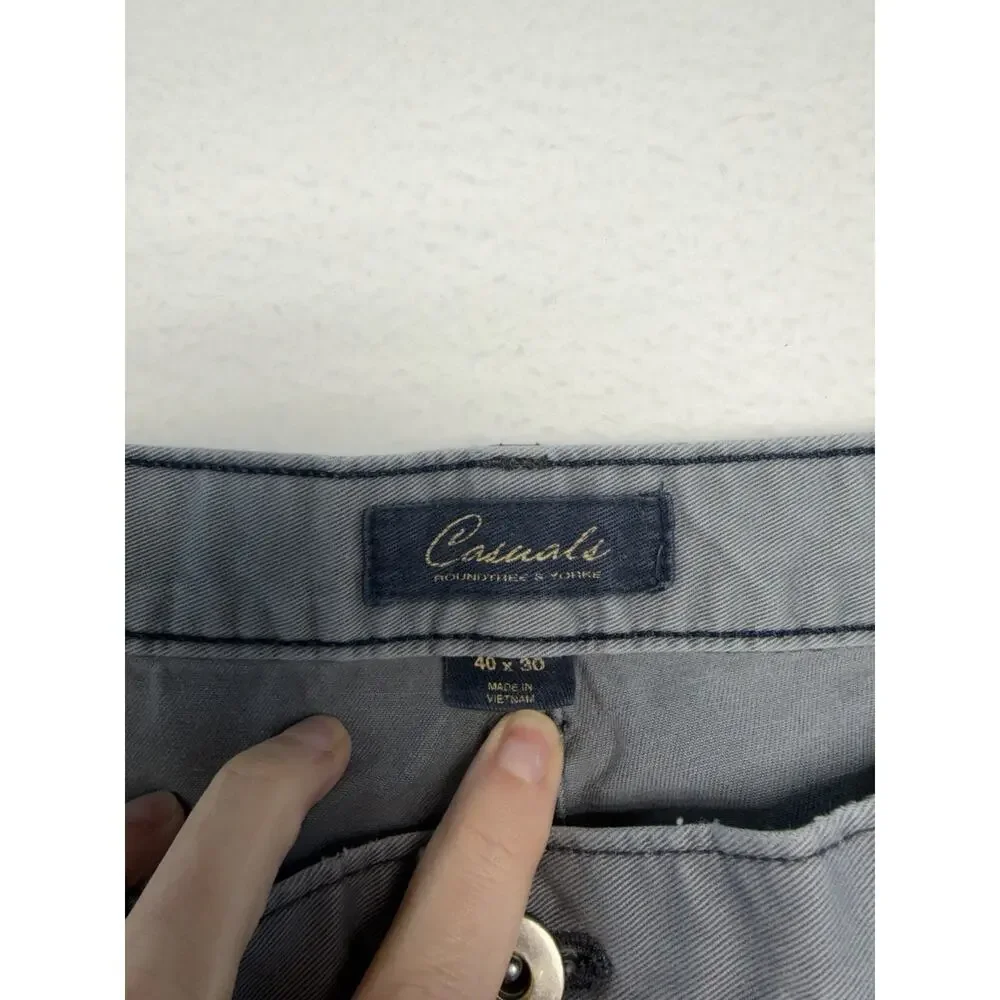 Cotten casuals gray Flat Front pants men 40X30 Office Workwear Streetwear Travel